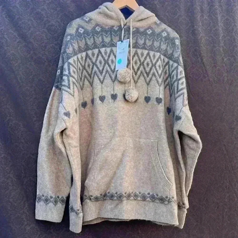NWT Zara Wool Hoodie Sweater Size M-L